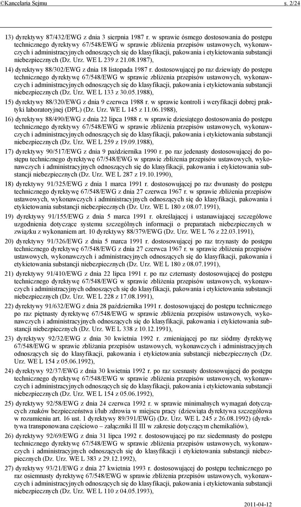 1987), 14) dyrektywy 88/302/EWG z dnia 18 listopada 1987 r.