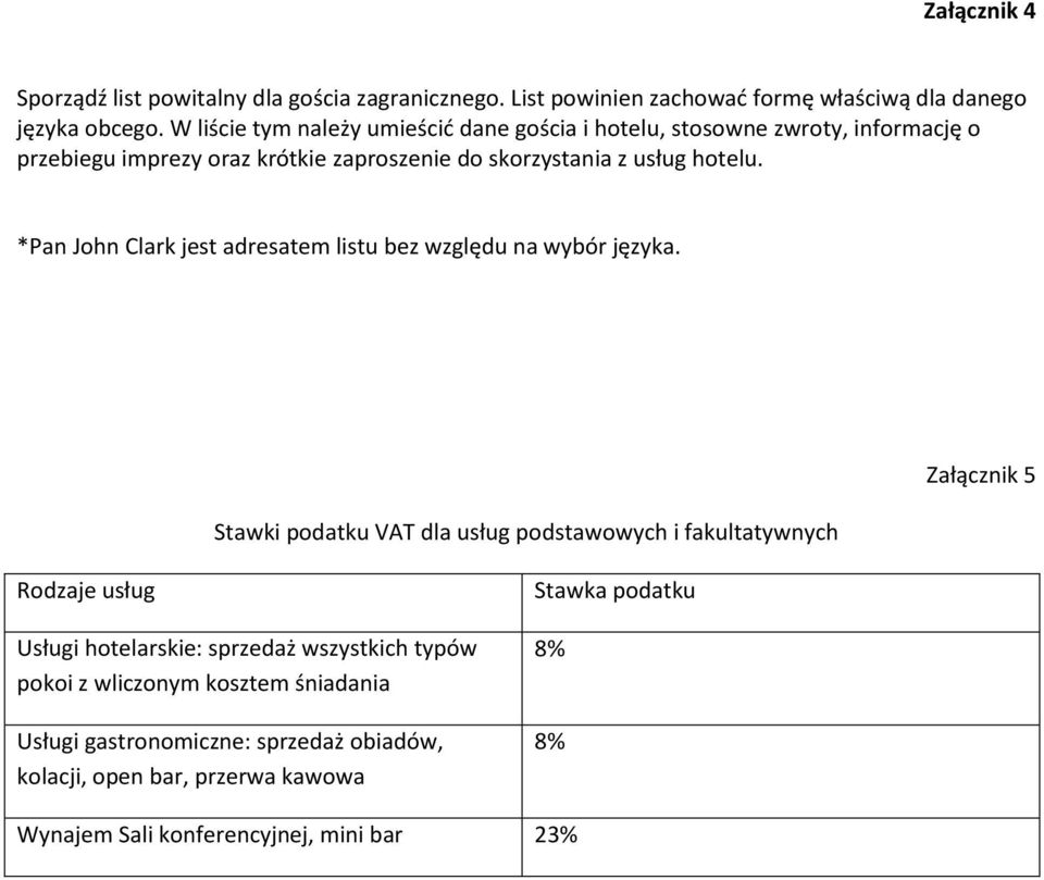 *Pan John Clark jest adresatem listu bez względu na wybór języka.