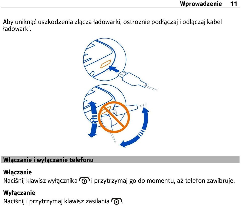 Włączanie i wyłączanie telefonu Włączanie Naciśnij klawisz wyłącznika