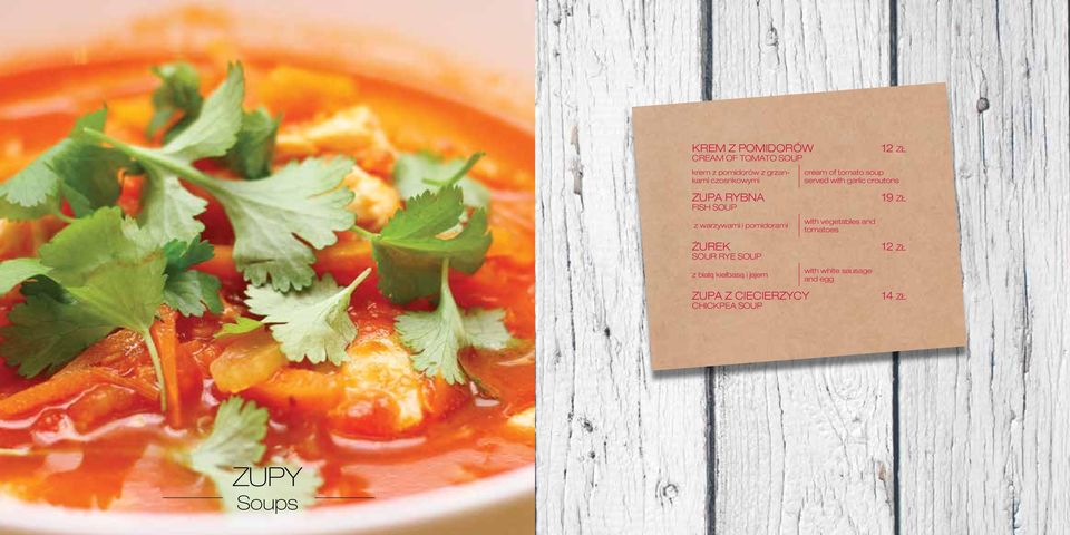 kiełbasą i jajem ZUPA Z CIECIERZYCY CHICKPEA SOUP cream of tomato soup served