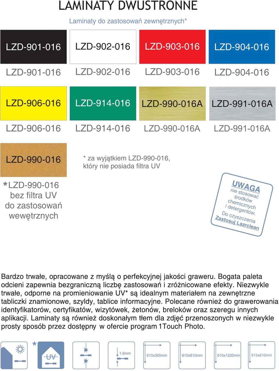 LZD-991-016A LZD-906-016 LZD-914-016 LZD-990-016A LZD-991-016A LZD-990-016 * za wyjątkiem