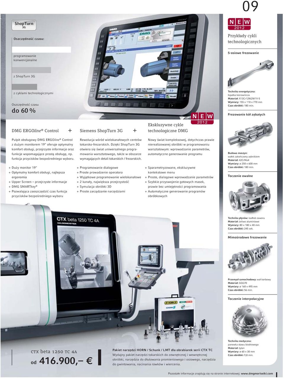 Frezowanie kół zębatych DMG ERGOline Control + Siemens ShopTurn 3G + Ekskluzywne cykle technologiczne DMG Pulpit obsługowy DMG ERGOline Control z dużym monitorem 19" oferuje optymalny komfort