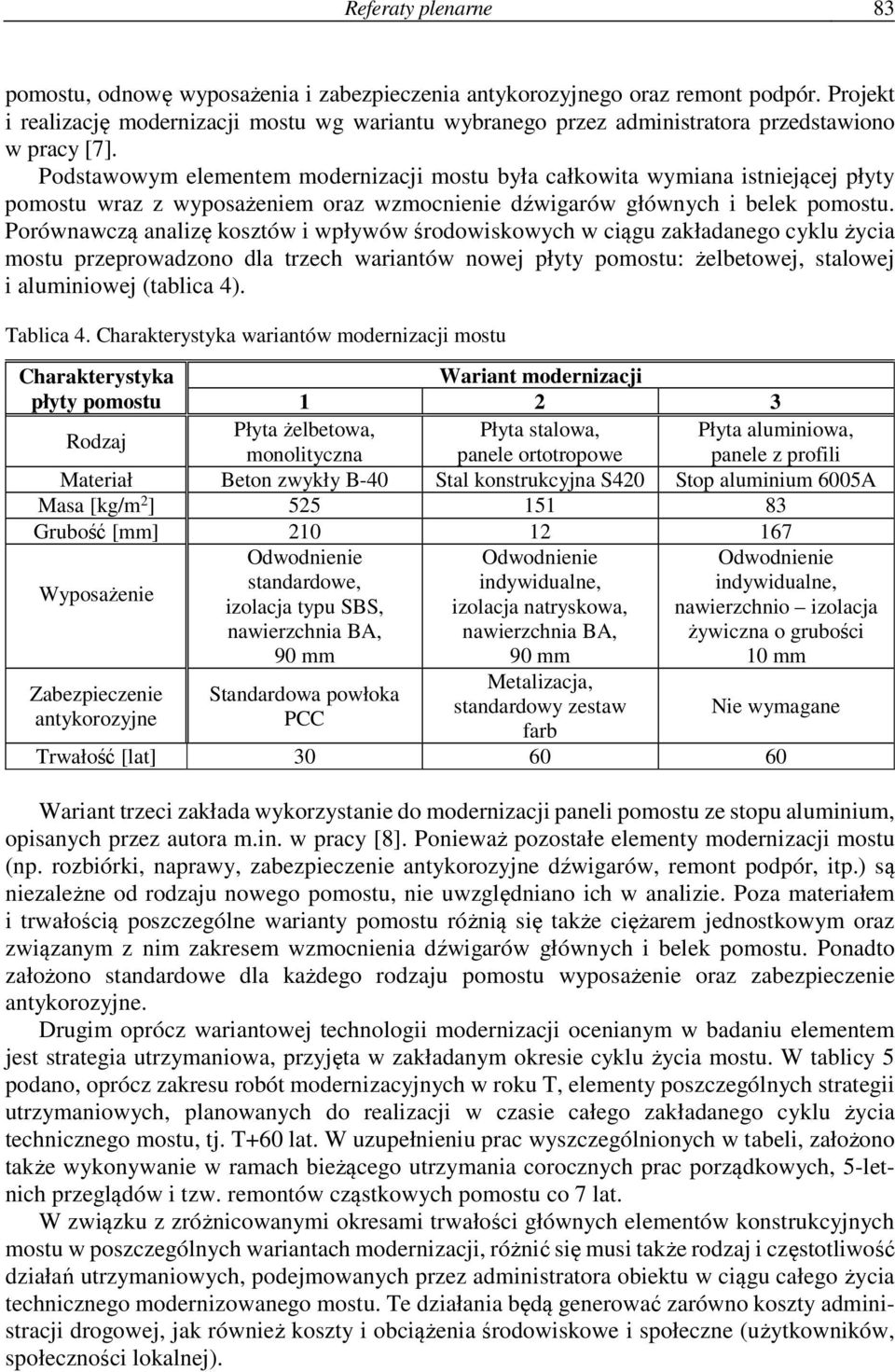 Podstawowym elementem modernizacji mostu była całkowita wymiana istniejącej płyty pomostu wraz z wyposażeniem oraz wzmocnienie dźwigarów głównych i belek pomostu.