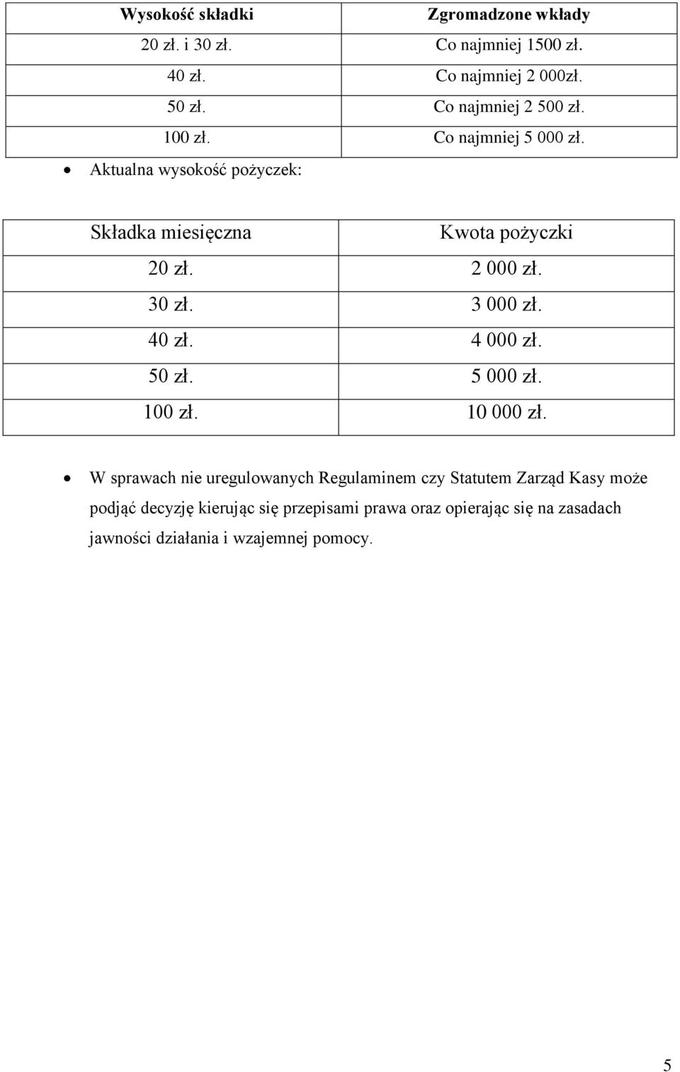 2 000 zł. 30 zł. 3 000 zł. 40 zł. 4 000 zł. 50 zł. 5 000 zł. 100 zł. 10 000 zł.