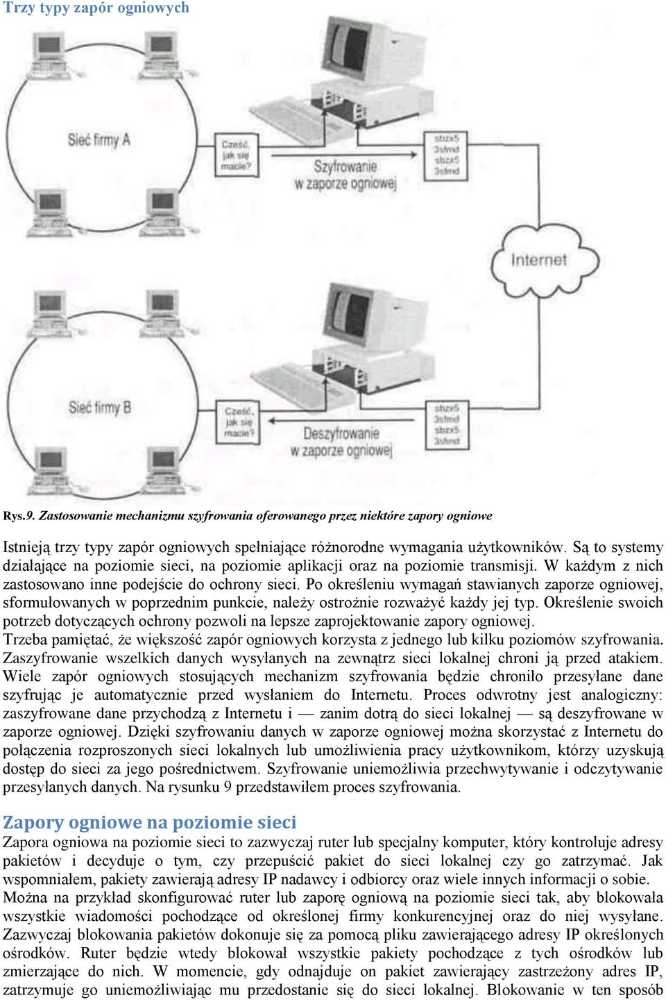 Po określeniu wymagań stawianych zaporze ogniowej, sformułowanych w poprzednim punkcie, należy ostrożnie rozważyć każdy jej typ.