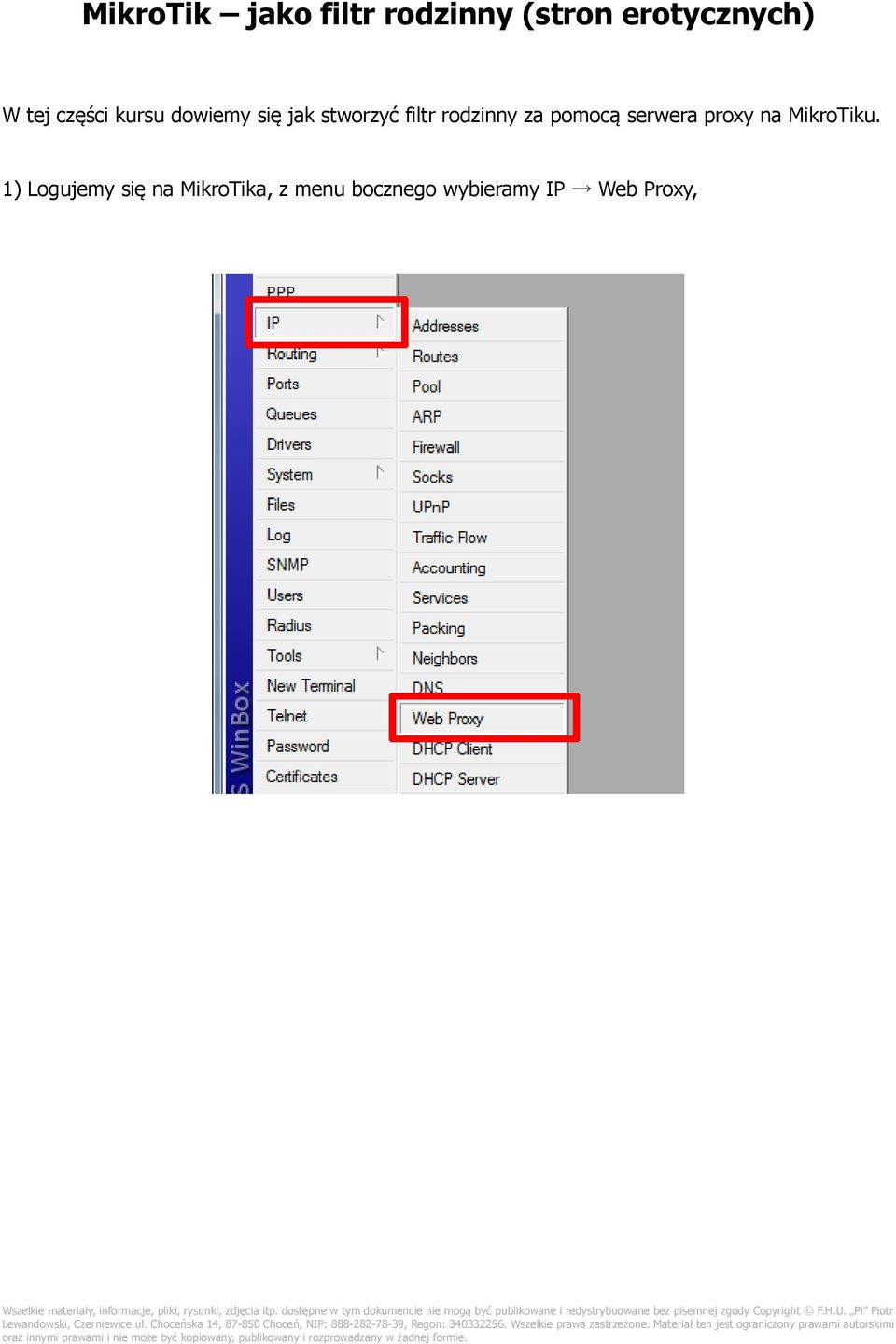 rodzinny za pomocą serwera proxy na MikroTiku.