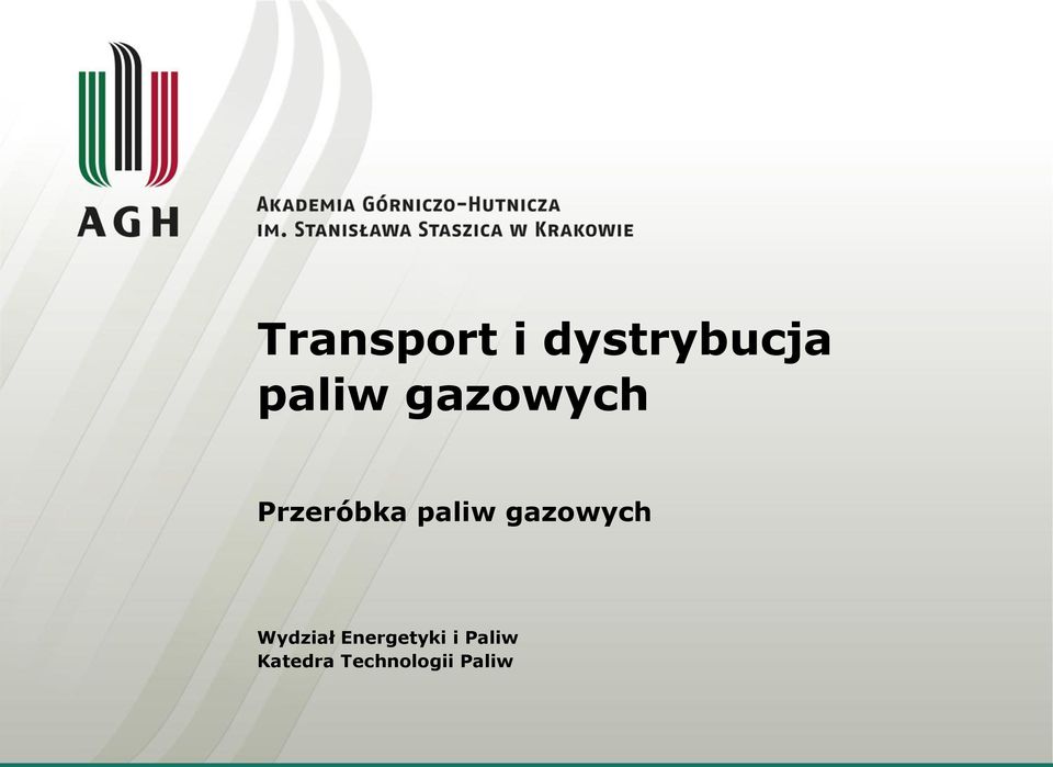 paliw gazowych Wydział
