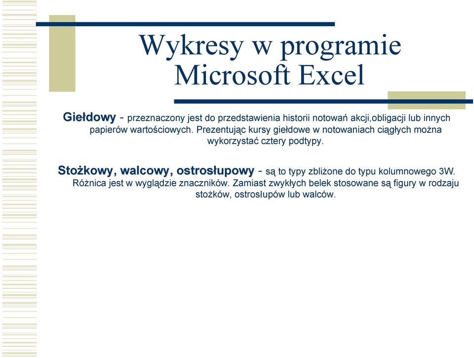 Stożkowy, walcowy, ostrosłupowy - są to typy zbliżone do typu kolumnowego 3W.