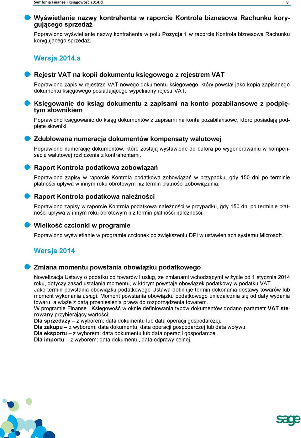 korygującego sprzedaż. Wersja 2014.