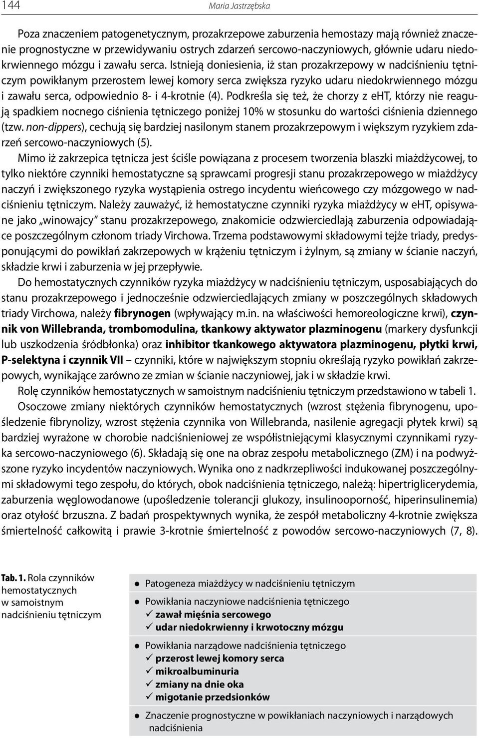 Istnieją doniesienia, iż stan prozakrzepowy w nadciśnieniu tętniczym powikłanym przerostem lewej komory serca zwiększa ryzyko udaru niedokrwiennego mózgu i zawału serca, odpowiednio 8- i 4-krotnie