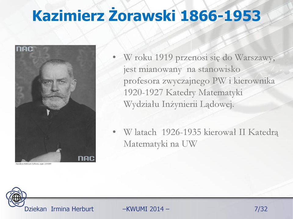 Katedry Matematyki Wydziału Inżynierii Lądowej.