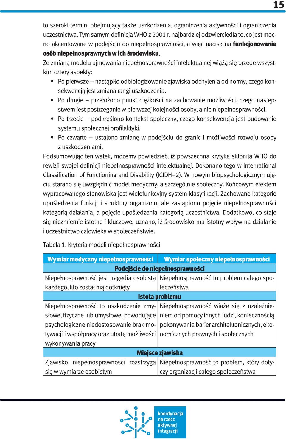 Ze zmianą modelu ujmowania niepełnosprawności intelektualnej wiążą się przede wszystkim cztery aspekty: Po pierwsze nastąpiło odbiologizowanie zjawiska odchylenia od normy, czego konsekwencją jest