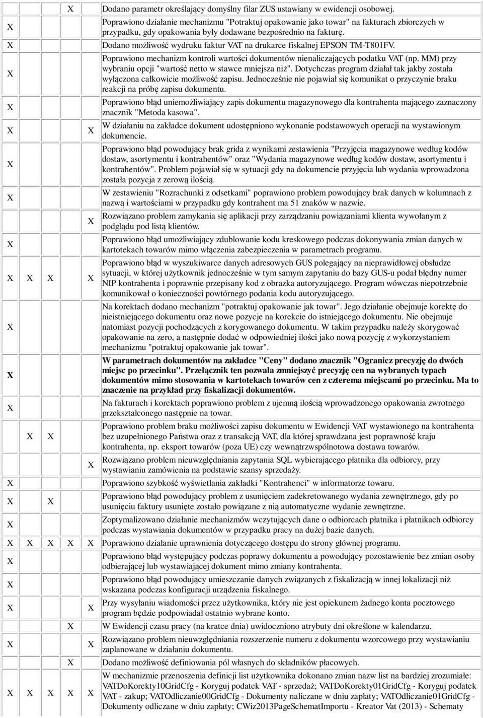 Dodano możliwość wydruku faktur VAT na drukarce fiskalnej EPSON TM-T801FV. Poprawiono mechanizm kontroli wartości dokumentów nienaliczających podatku VAT (np.