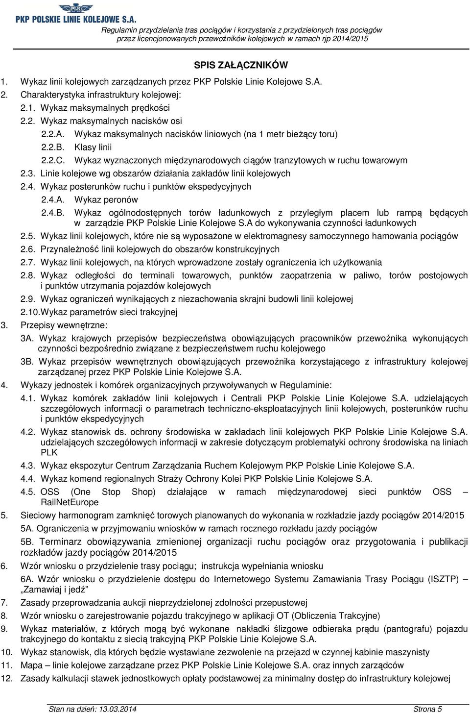 Linie kolejowe wg obszarów działania zakładów linii kolejowych 2.4. Wykaz posterunków ruchu i punktów ekspedycyjnych 2.4.A. 2.4.B.