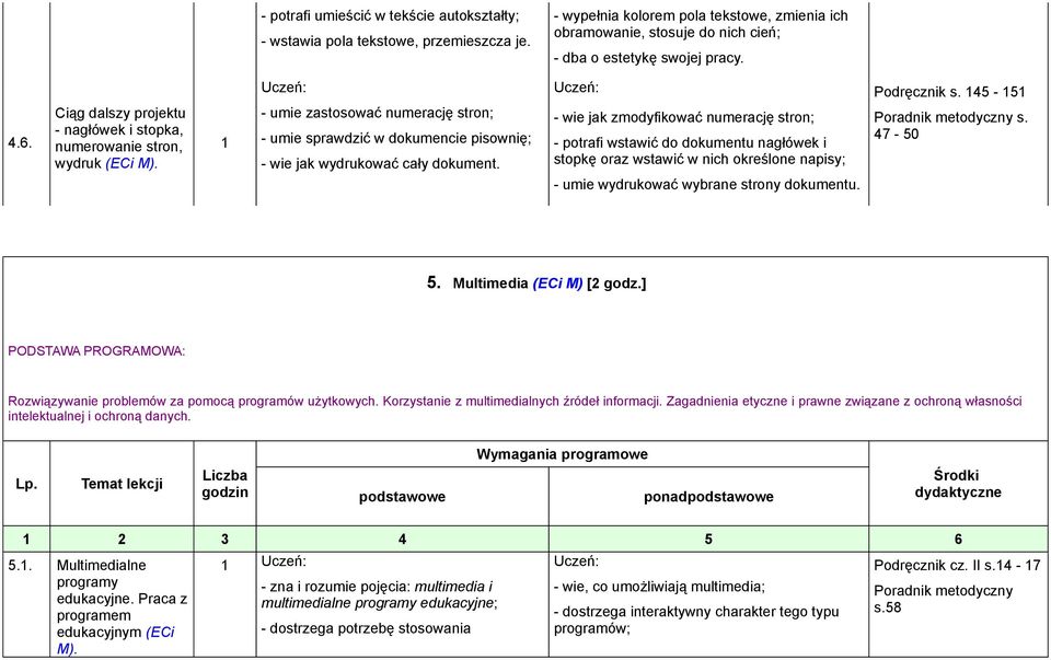 - umie zastosować numerację stron; - umie sprawdzić w dokumencie pisownię; - wie jak wydrukować cały dokument.