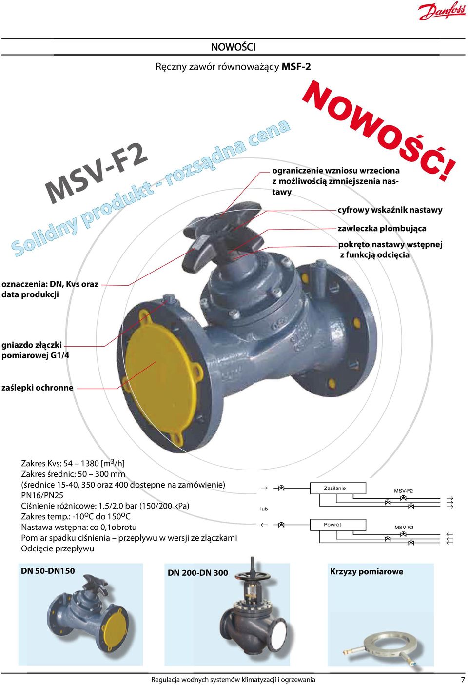 [m 3 /h] Zakres średnic: 50 300 mm (średnice 15-40, 350 oraz 400 dostępne na zamówienie) PN16/PN25 Ciśnienie różnicowe: 1.5/2.0 bar (150/200 kpa) Zakres temp.