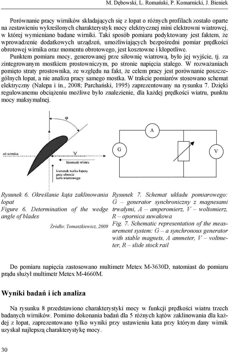 wymieniano badane wirniki.