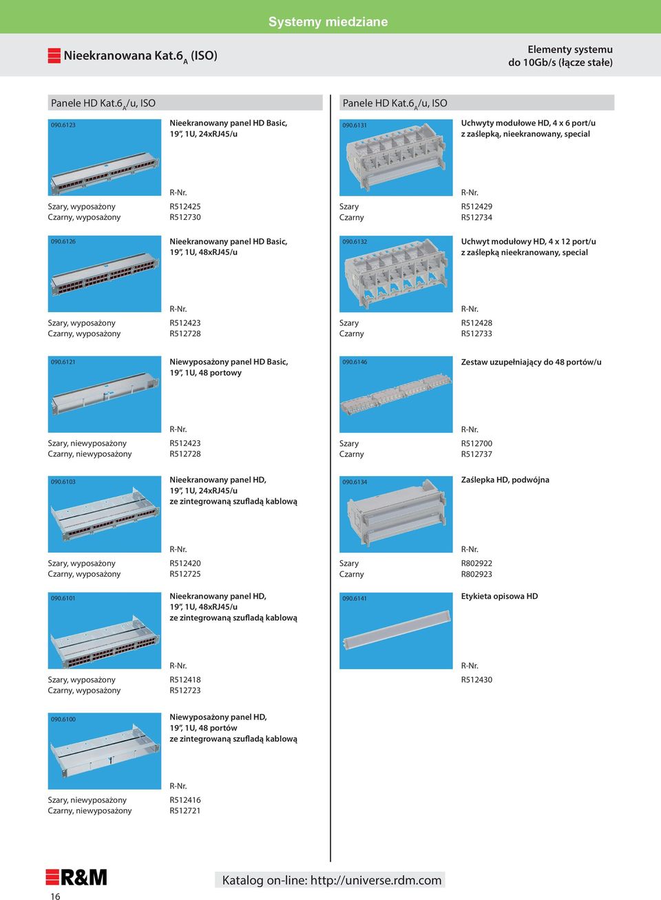 6126 Nieekranowany panel HD Basic, 19, 1U, 48xRJ45/u 090.