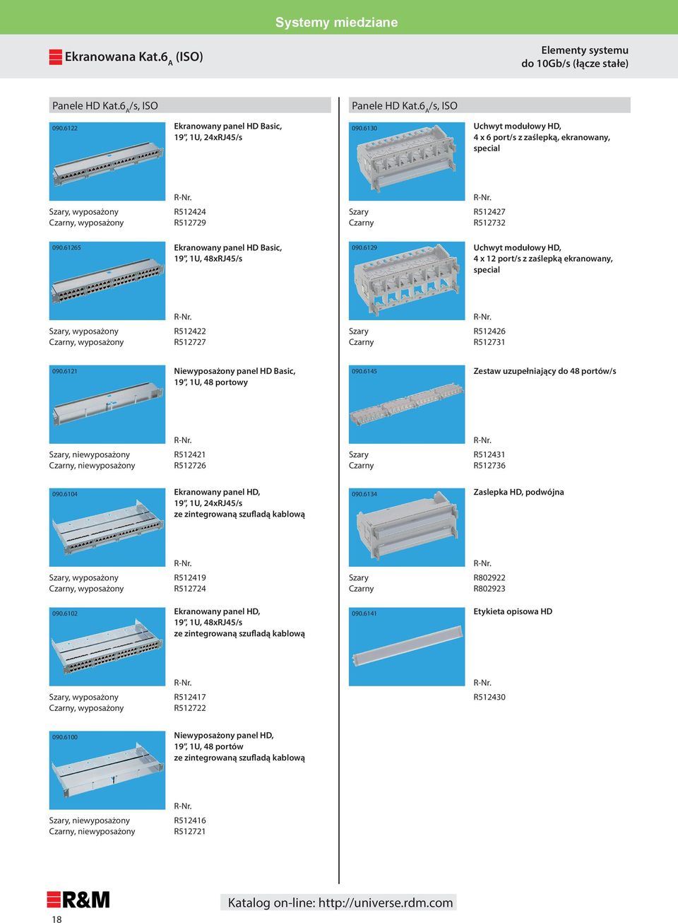 61265 Ekranowany panel HD Basic, 19, 1U, 48xRJ45/s 090.