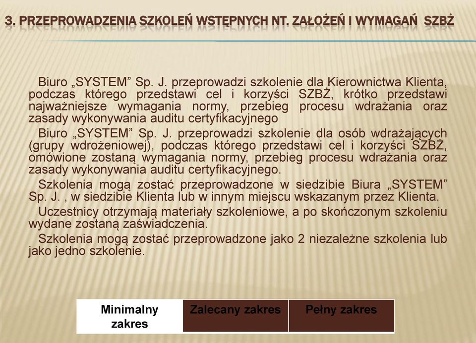 auditu certyfikacyjnego Biuro SYSTEM Sp. J.