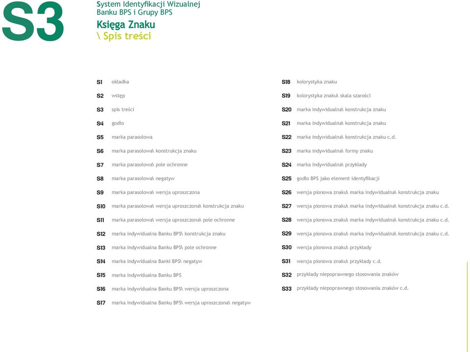 widualna\ konstrukcja znaku c.d. S6 marka parasolowa\ konstrukcja znaku S23 marka indywidualna\ formy znaku S7 marka parasolowa\ pole ochronne S24 marka indywidualna\ przykłady S8 marka parasolowa\