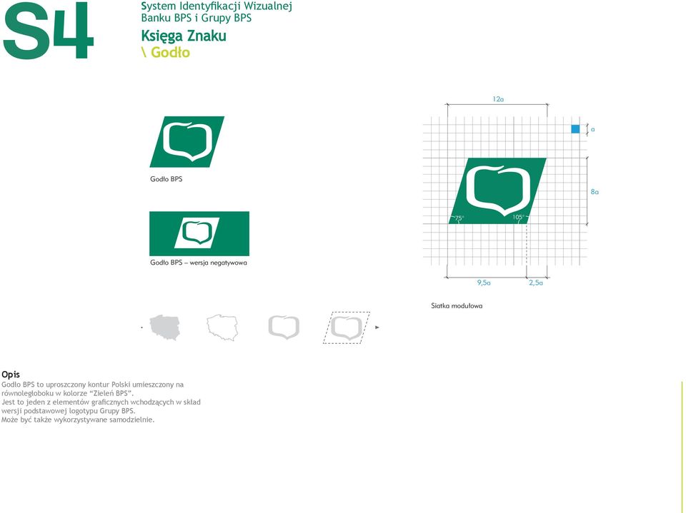 równoległoboku w kolorze Zieleń BPS.