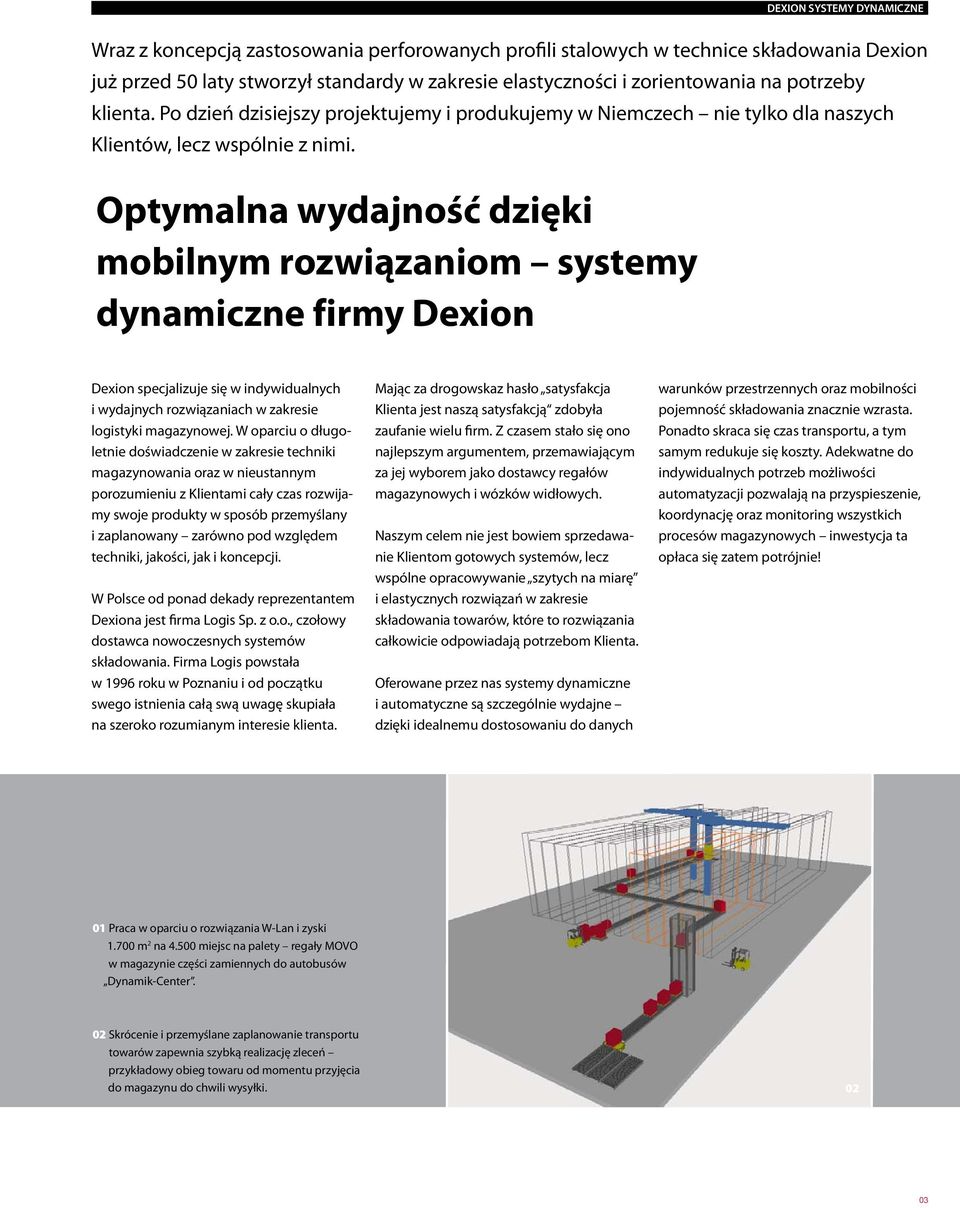 Optymalna wydajność dzięki mobilnym rozwiązaniom systemy dynamiczne firmy Dexion Dexion specjalizuje się w indywidualnych i wydajnych rozwiązaniach w zakresie logistyki magazynowej.