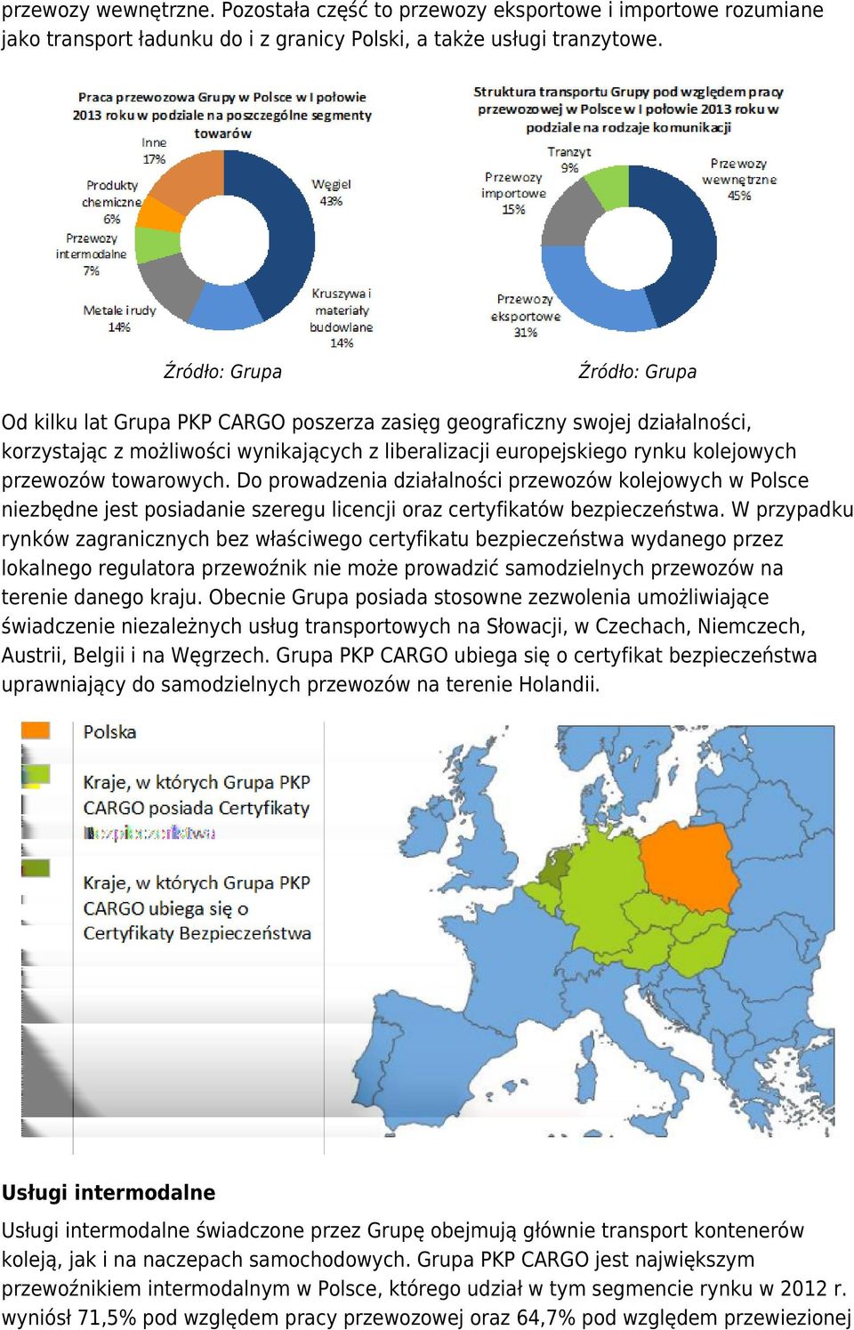 przewozów towarowych. Do prowadzenia działalności przewozów kolejowych w Polsce niezbędne jest posiadanie szeregu licencji oraz certyfikatów bezpieczeństwa.