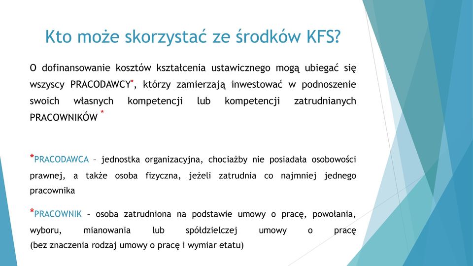 własnych kompetencji lub kompetencji zatrudnianych PRACOWNIKÓW * *PRACODAWCA jednostka organizacyjna, chociażby nie posiadała osobowości