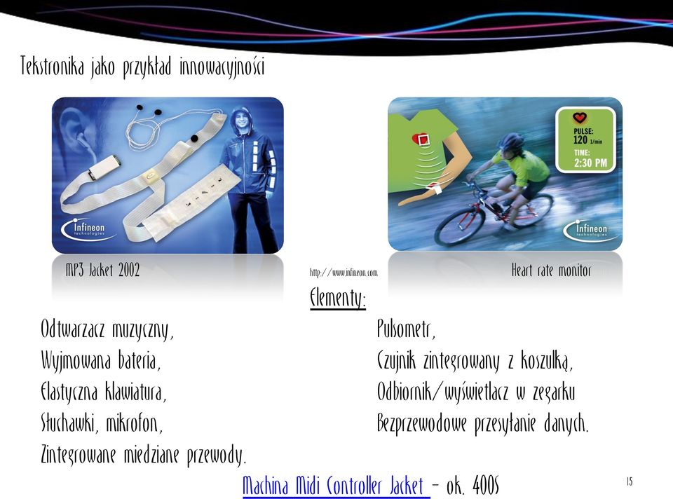 zintegrowany z koszulką, Elastyczna klawiatura, Odbiornik/wyświetlacz w zegarku Słuchawki,
