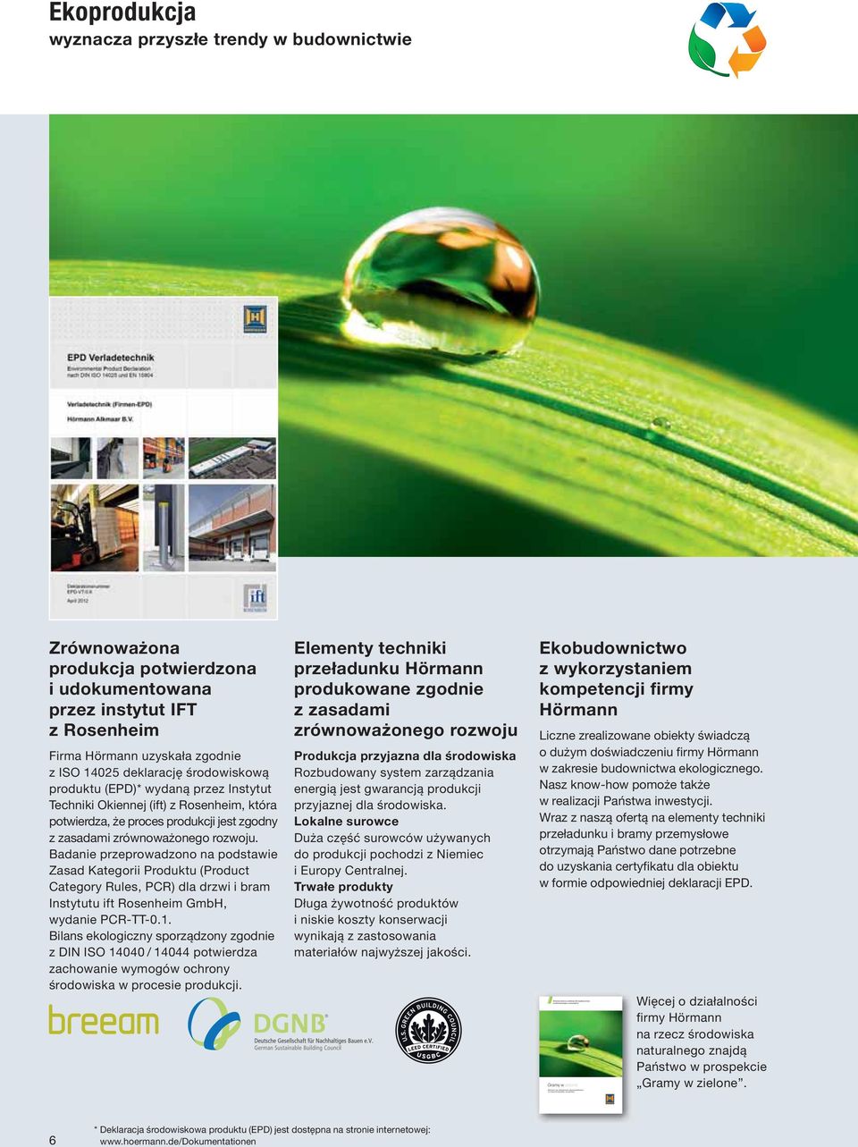 Okiennej (ift) z Rosenheim, która potwierdza, że proces produkcji jest zgodny z zasadami zrównoważonego rozwoju.