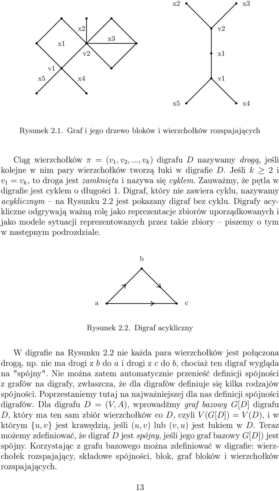 Zauważmy, że pętla w digrafie jest cyklem o długości 1. Digraf, który nie zawiera cyklu, nazywamy acyklicznym na Rysunku 2.2 jest pokazany digraf bez cyklu.