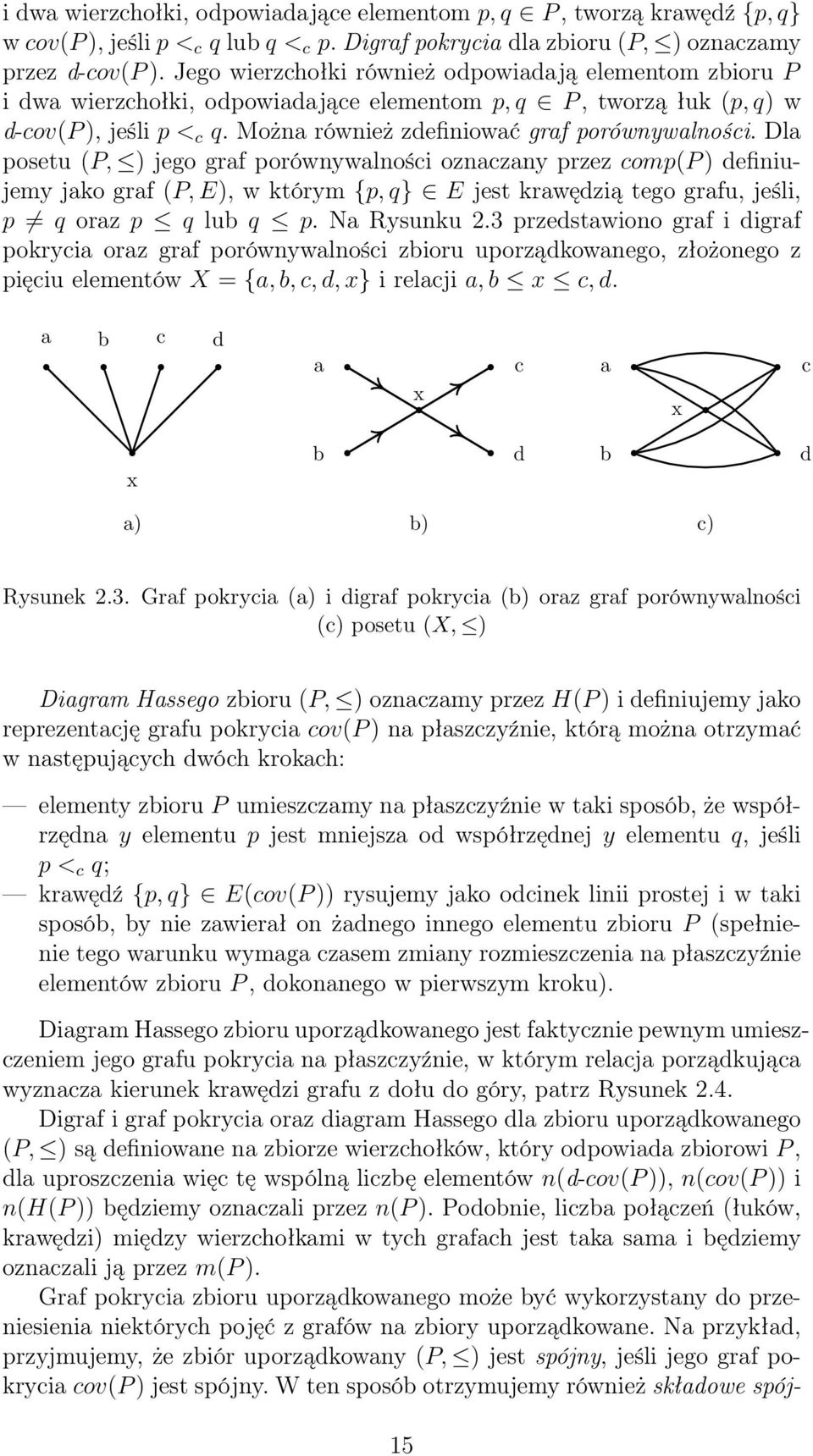 Dla posetu (P, ) jego graf porównywalności oznaczany przez comp(p ) definiujemy jako graf (P, E), w którym {p, q} E jest krawędzią tego grafu, jeśli, p q oraz p q lub q p. Na Rysunku 2.