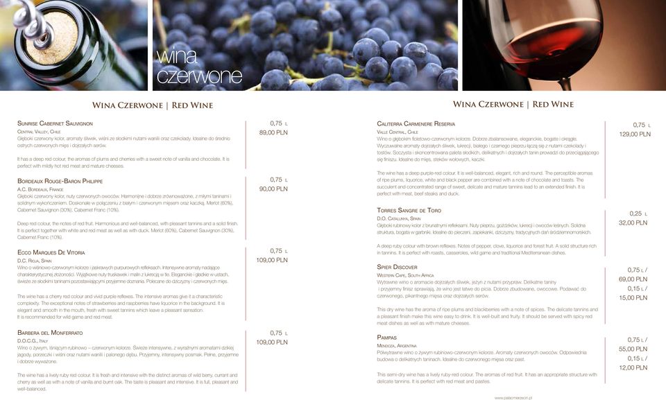 It is perfect with mildly hot red meat and mature cheeses. 89,00 PLN Caliterra Carmenere Reserva Valle Central, Chile Wino o głębokim fioletowo-czerwonym kolorze.