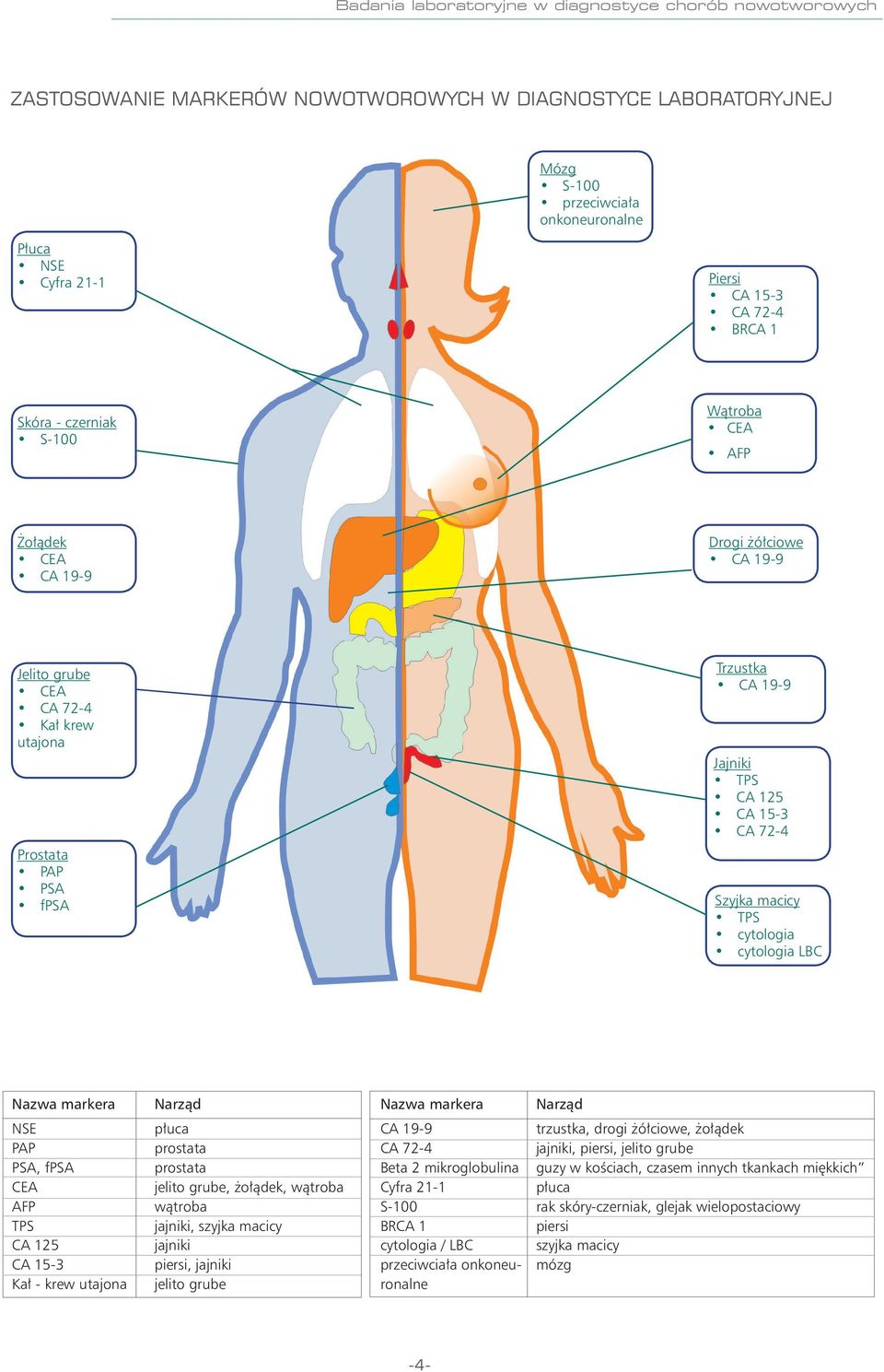 PAP PSA fpsa Szyjka macicy TPS cytologia cytologia LBC Nazwa markera Narząd Nazwa markera Narząd NSE PAP PSA, fpsa CEA AFP TPS CA 125 CA 15-3 Kał - krew utajona płuca prostata prostata jelito grube,