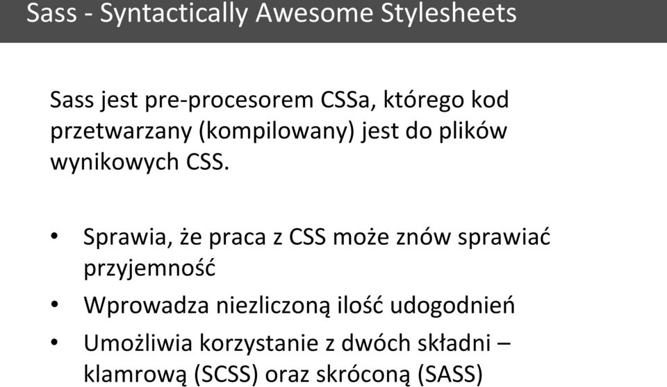 Sprawia, że praca z CSS może znów sprawiać przyjemność Wprowadza niezliczoną
