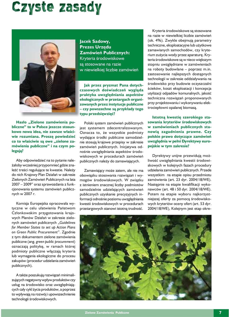 Należy do nich Krajowy Plan Działań w zakresie Zielonych Zamówień Publicznych na lata 2007 2009 oraz sprawozdania z funkcjonowania systemu zamówień publicznych w 2007 r.