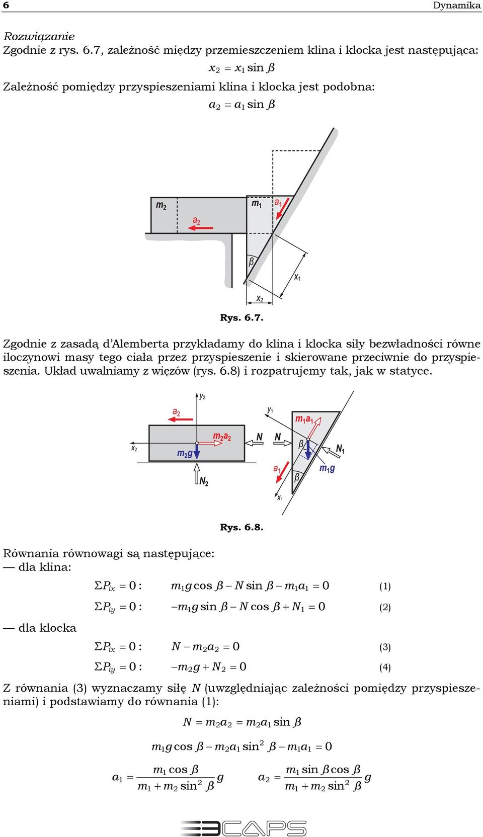 Aleerta przykładay do klina i klocka iły ezwładności równe iloczynowi ay teo ciała przez przypiezenie i kierowane przeciwnie do przypiezenia.