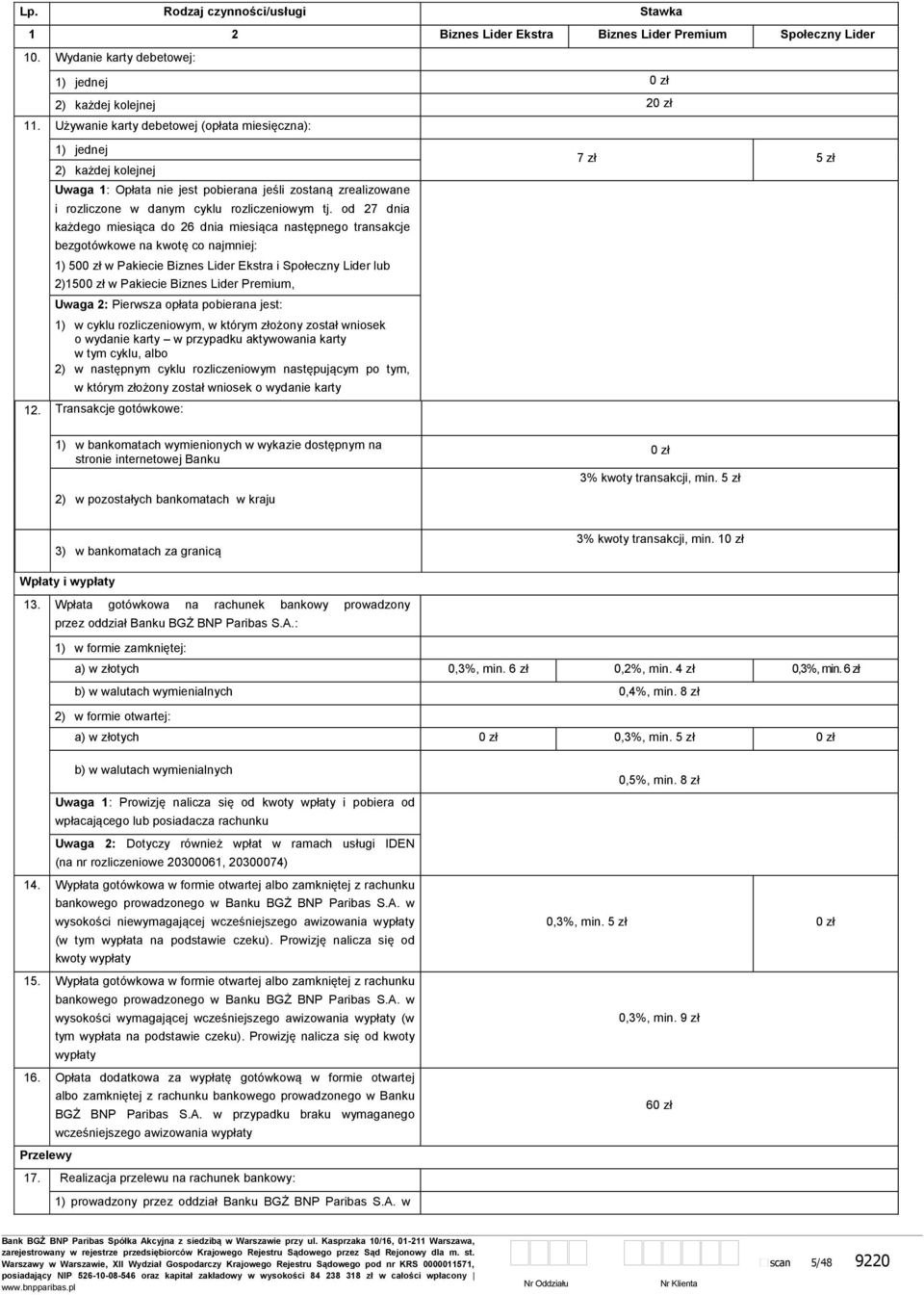 od 27 dnia każdego miesiąca do 26 dnia miesiąca następnego transakcje bezgotówkowe na kwotę co najmniej: 1) 50 w Pakiecie Biznes Lider Ekstra i Społeczny Lider lub 2)150 w Pakiecie Biznes Lider