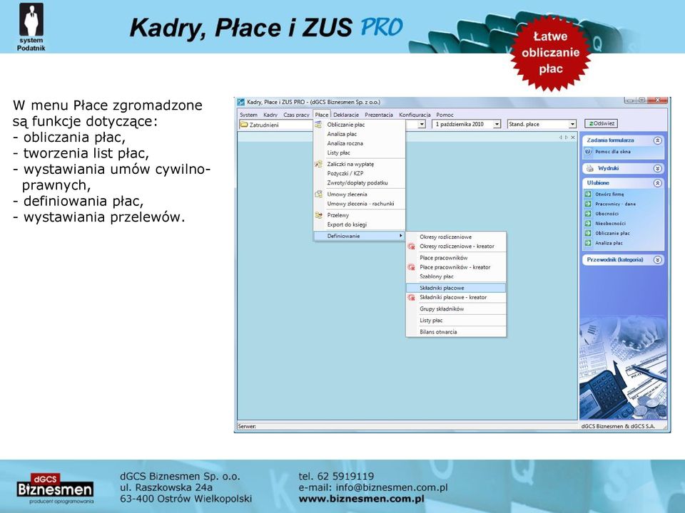 list płac, - wystawiania umów