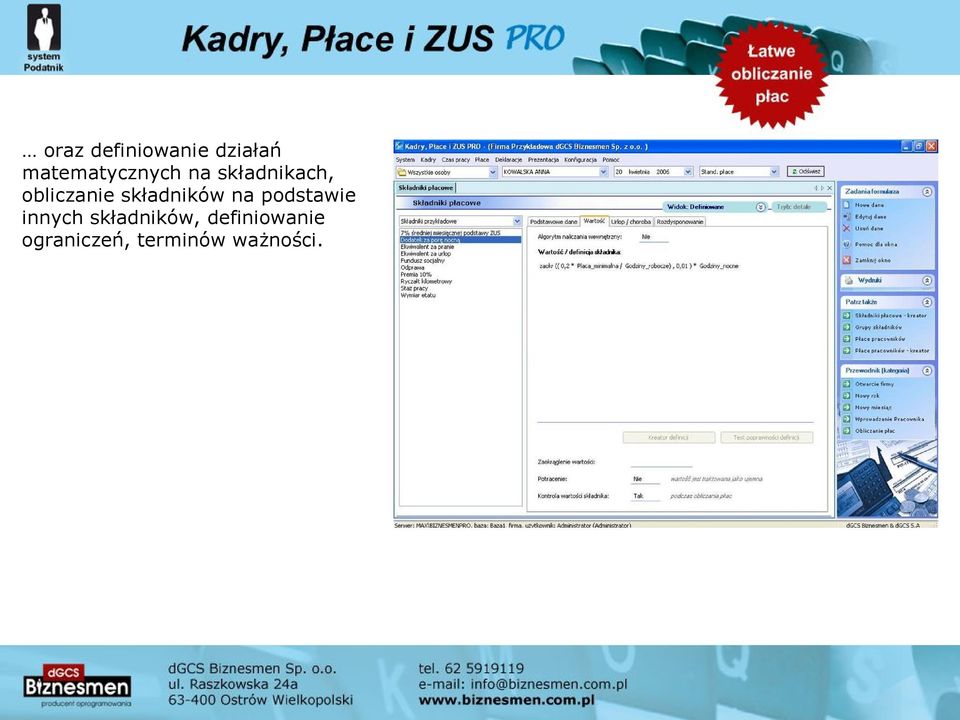 obliczanie składników na podstawie