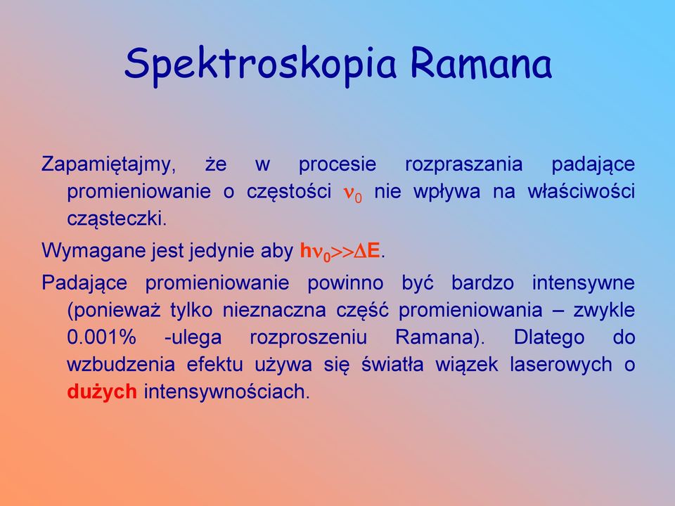 Padające promieniowanie powinno być bardzo intensywne (ponieważ tylko nieznaczna część promieniowania