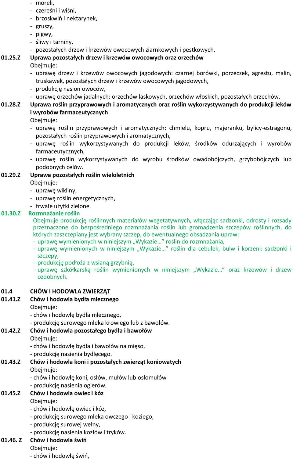owocowych jagodowych, - produkcję nasion owoców, - uprawę orzechów jadalnych: orzechów laskowych, orzechów włoskich, pozostałych orzechów.