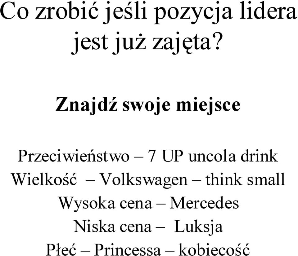 drink Wielkość Volkswagen think small Wysoka cena