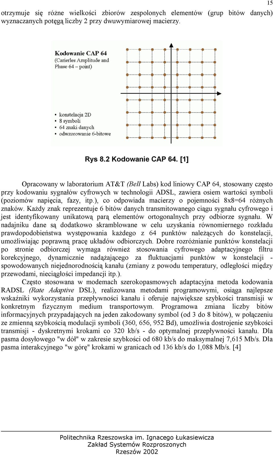 ), co odpowiada macierzy o pojemności 8x8=64 różnych znaków.