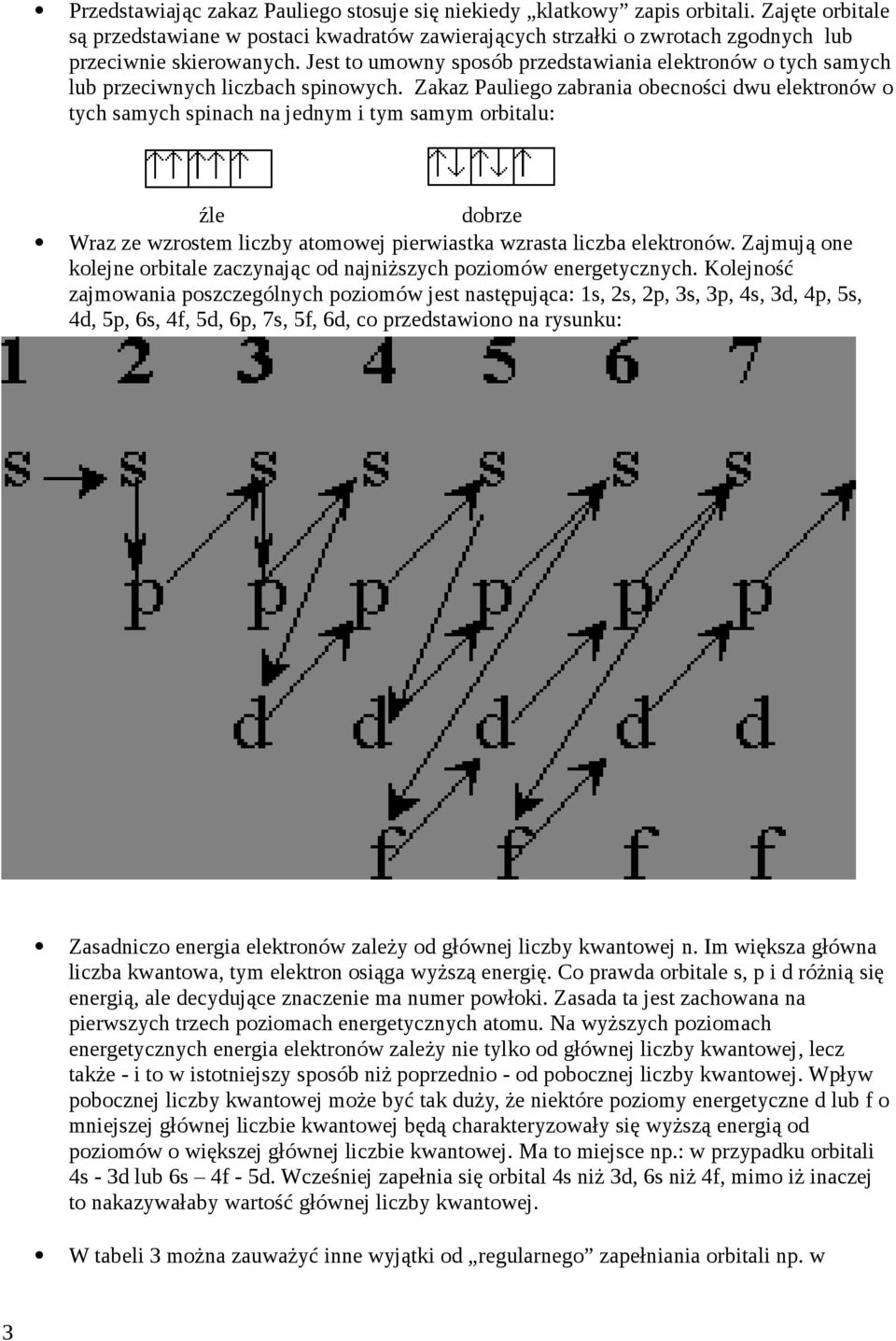 Zakaz Pauliego zabrania obecności dwu elektronów o tych samych spinach na jednym i tym samym orbitalu: źle dobrze Wraz ze wzrostem liczby atomowej pierwiastka wzrasta liczba elektronów.