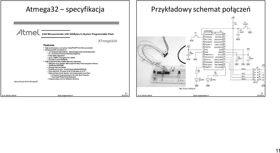 połączeń Specyfikacja Atmel