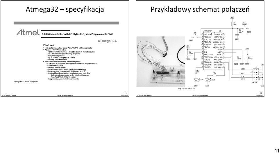 połączeń Specyfikacja Atmel