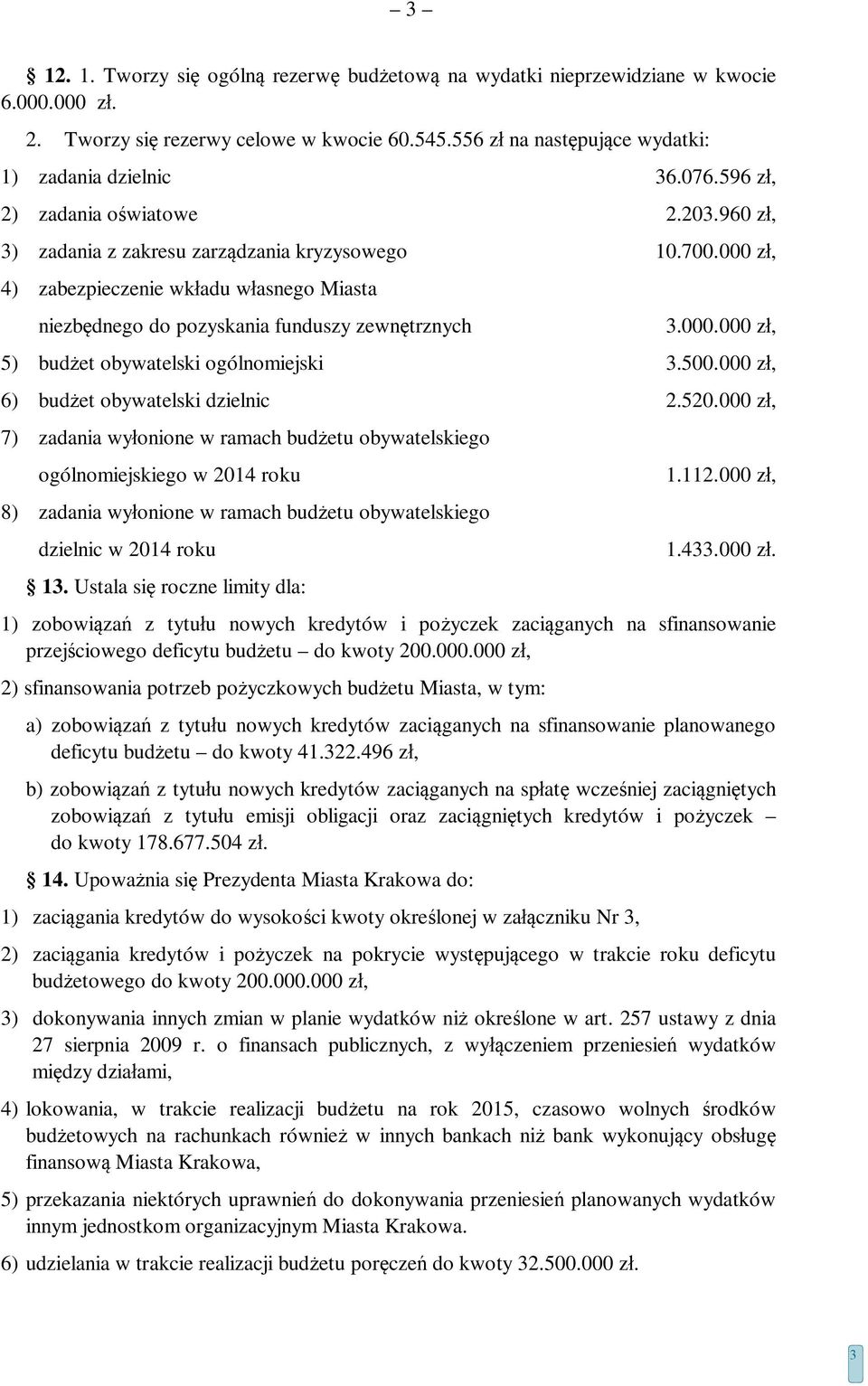 500.000 zł, 6) budżet obywatelski dzielnic 2.520.