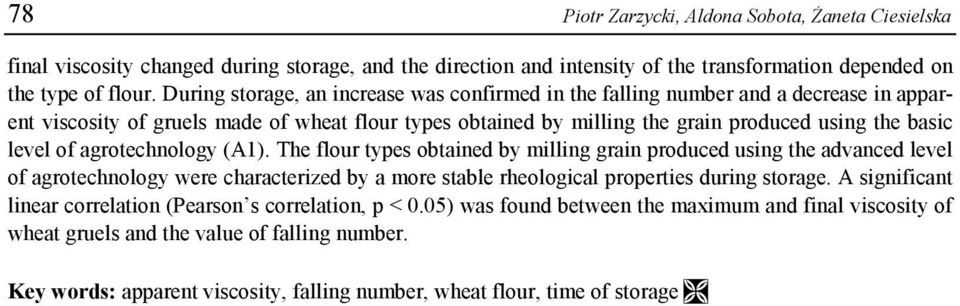 of agrotechnology (A1). The flour types obtained by milling grain produced using the advanced level of agrotechnology were characterized by a more stable rheological properties during storage.